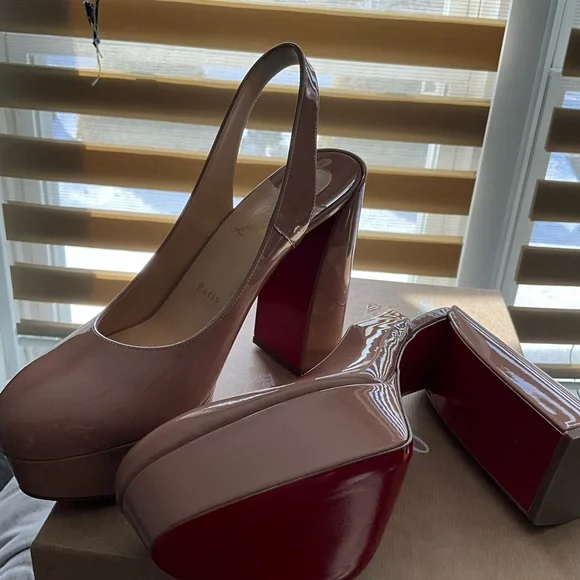 Christian Louboutin Nude Slingback Heels - Picture 5 of 7